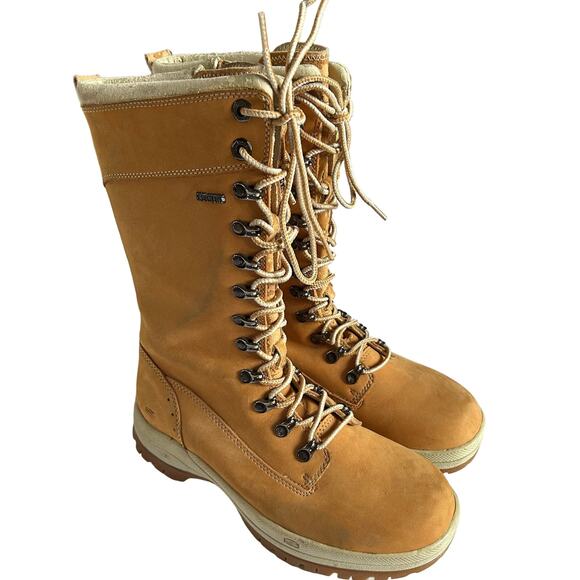 Skechers Women's Size 8.5 Brown Mid Calf Leather Lace Up Zip Boots Y2K 90s Bratz - Picture 1 of 10